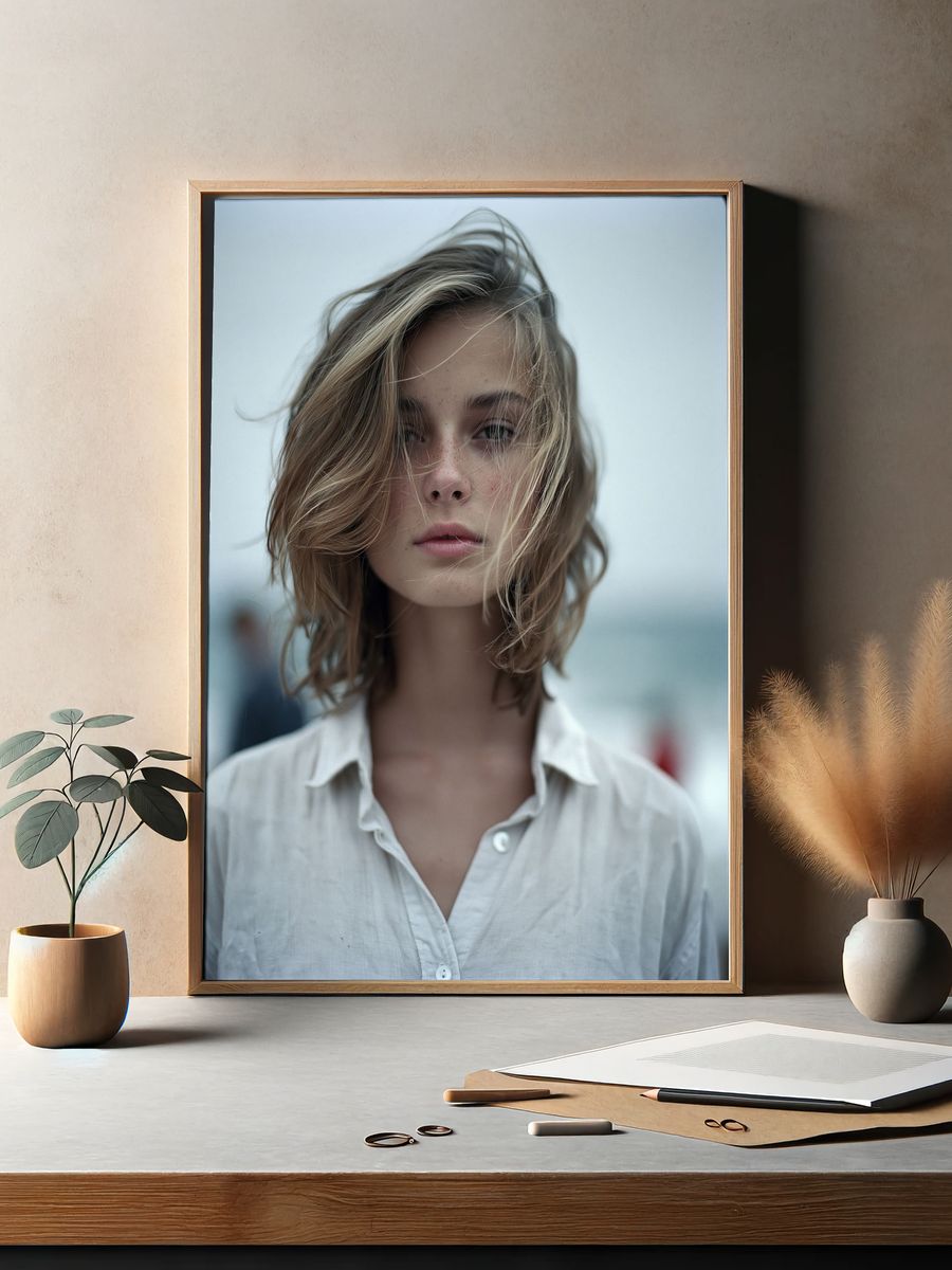 Windblown Portrait Photography Poster. — room view 2