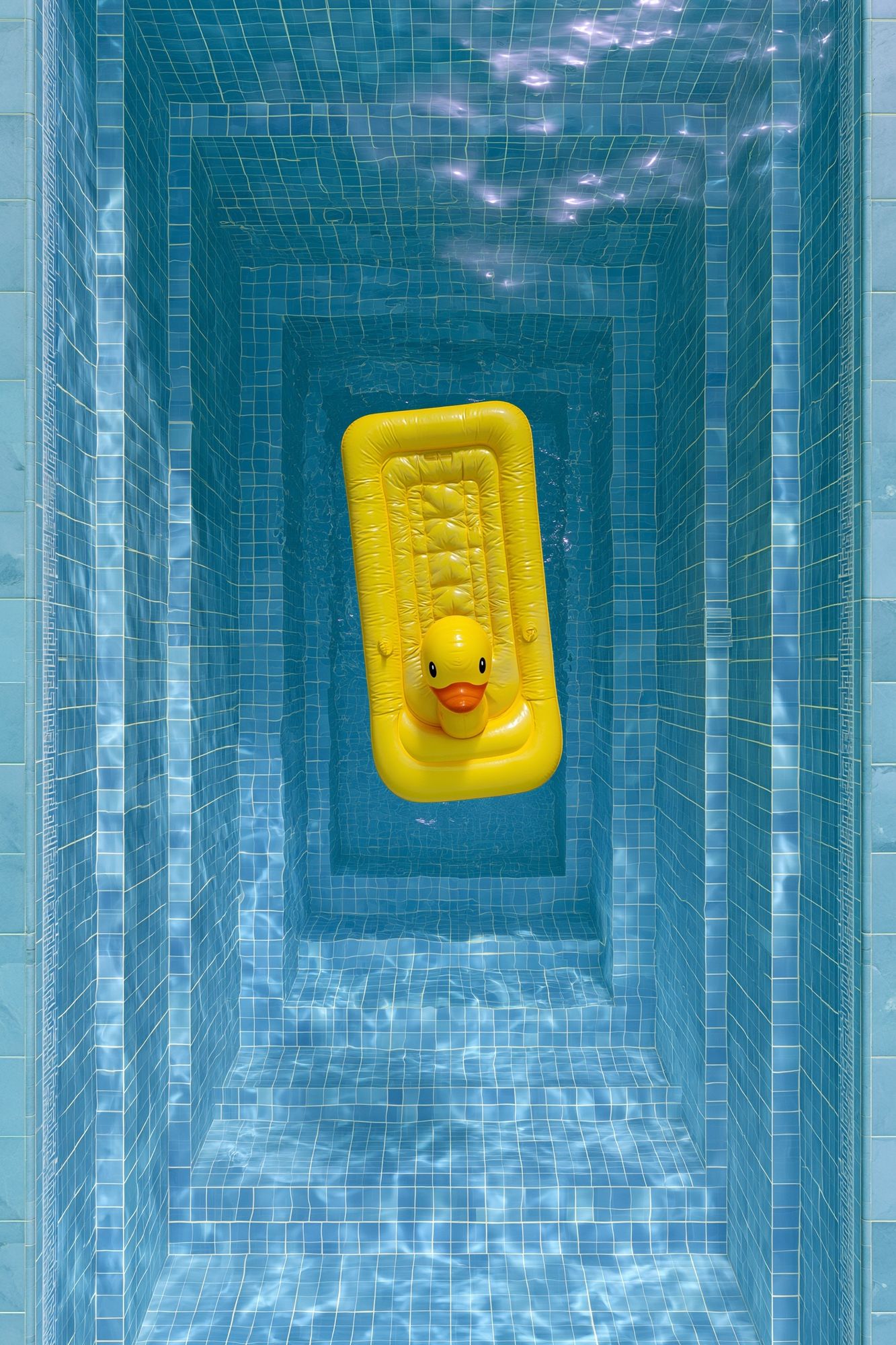 Yellow Duck Pool Staircase Print. poster — photography art