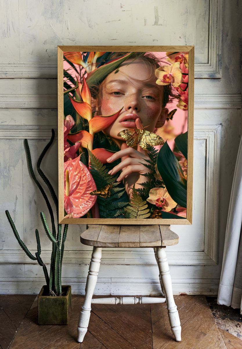 Tropical Portrait Floral Poster. room preview