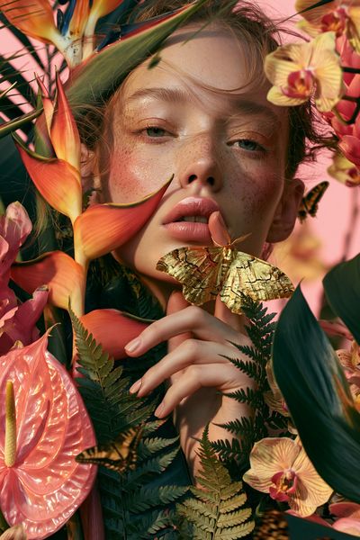 Tropical Portrait Floral Poster. poster