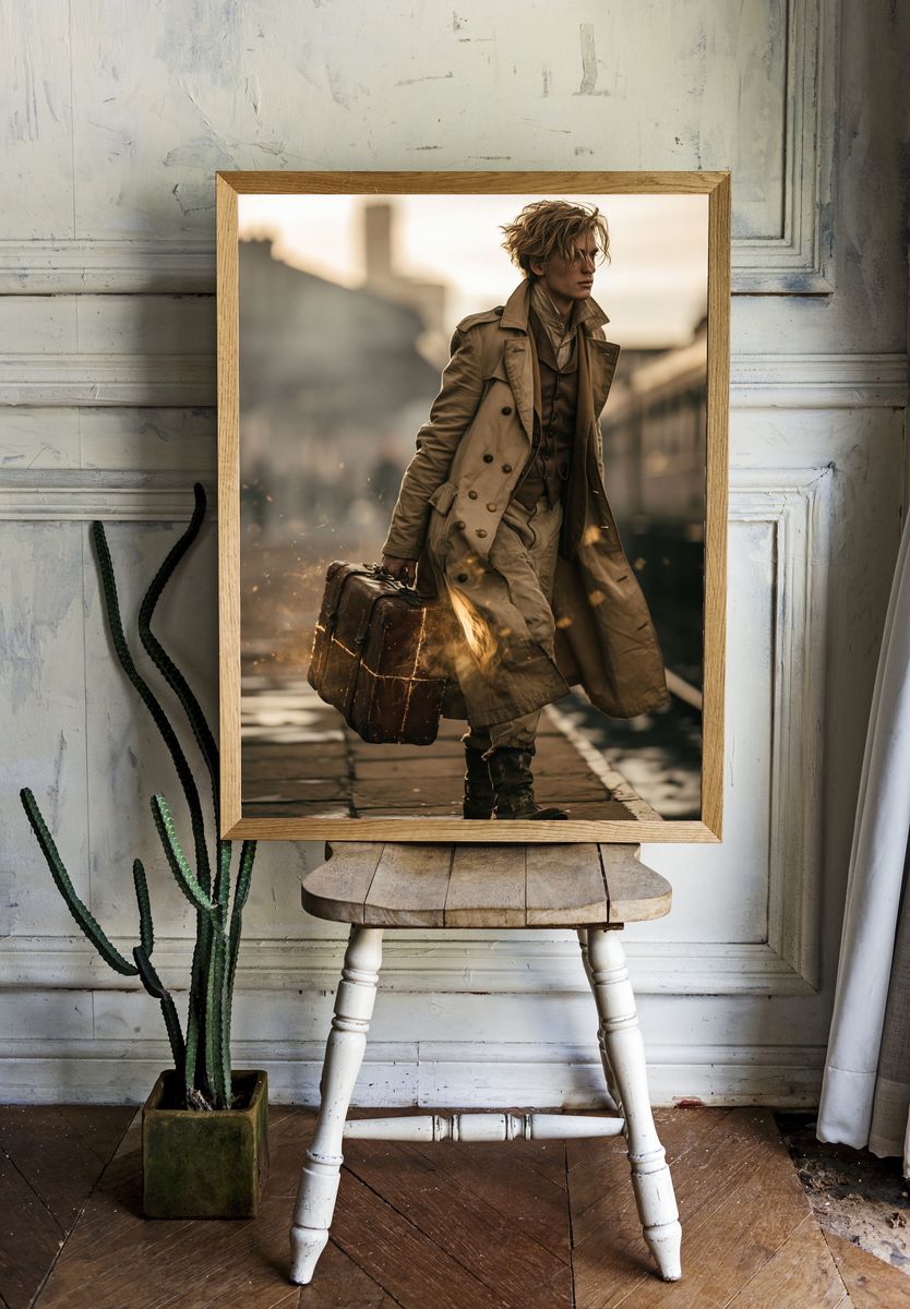 Trench Coat Traveler Photography Poster. room preview