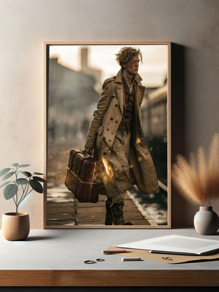 Trench Coat Traveler Photography Poster. — room view 2