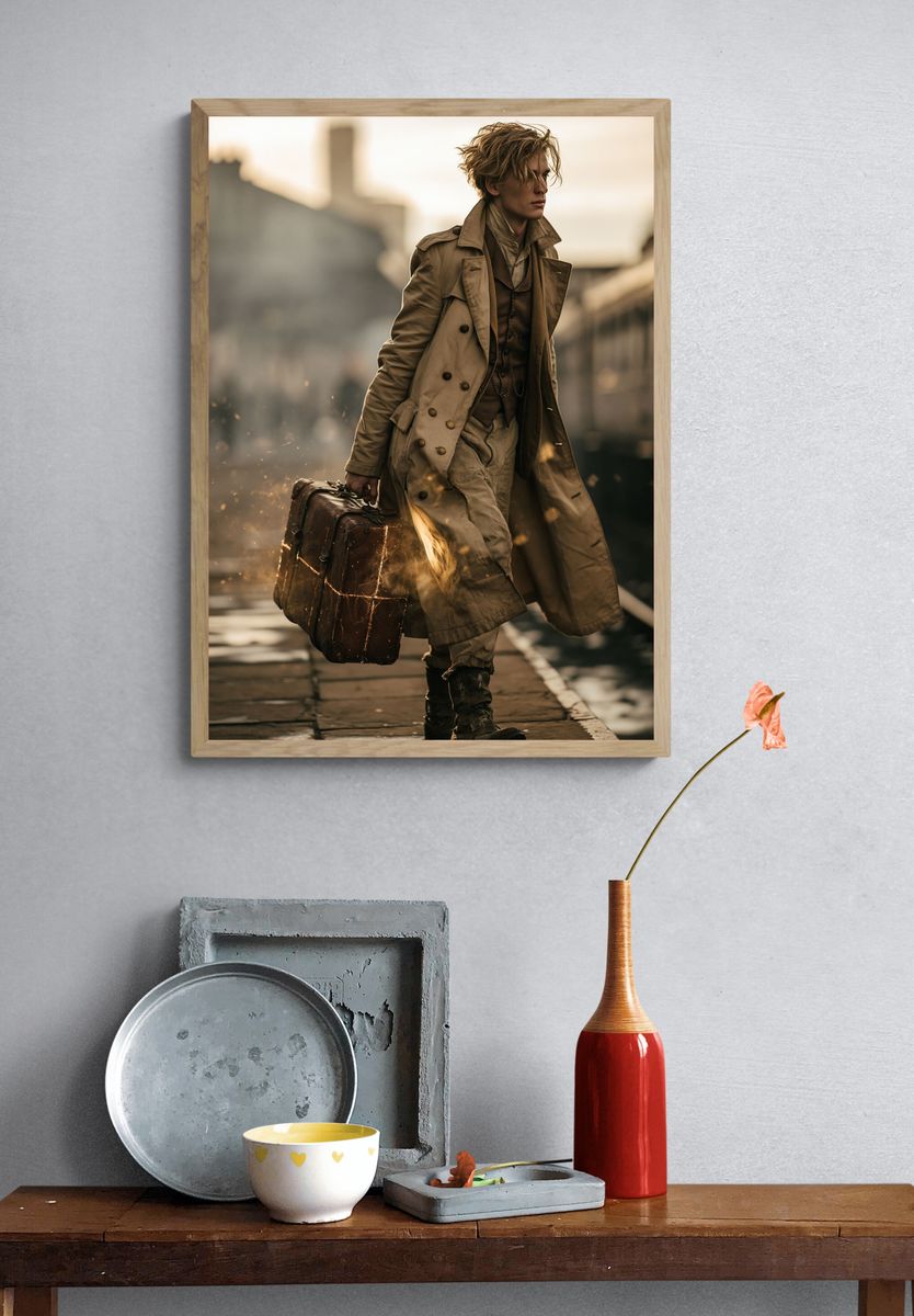 Trench Coat Traveler Photography Poster. — room view 3