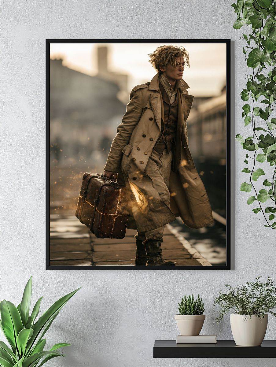 Trench Coat Traveler Photography Poster. — room view 4