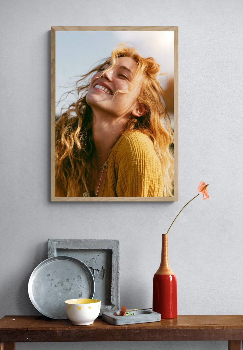 Smiling Woman Portrait Photography Poster. — room view 3