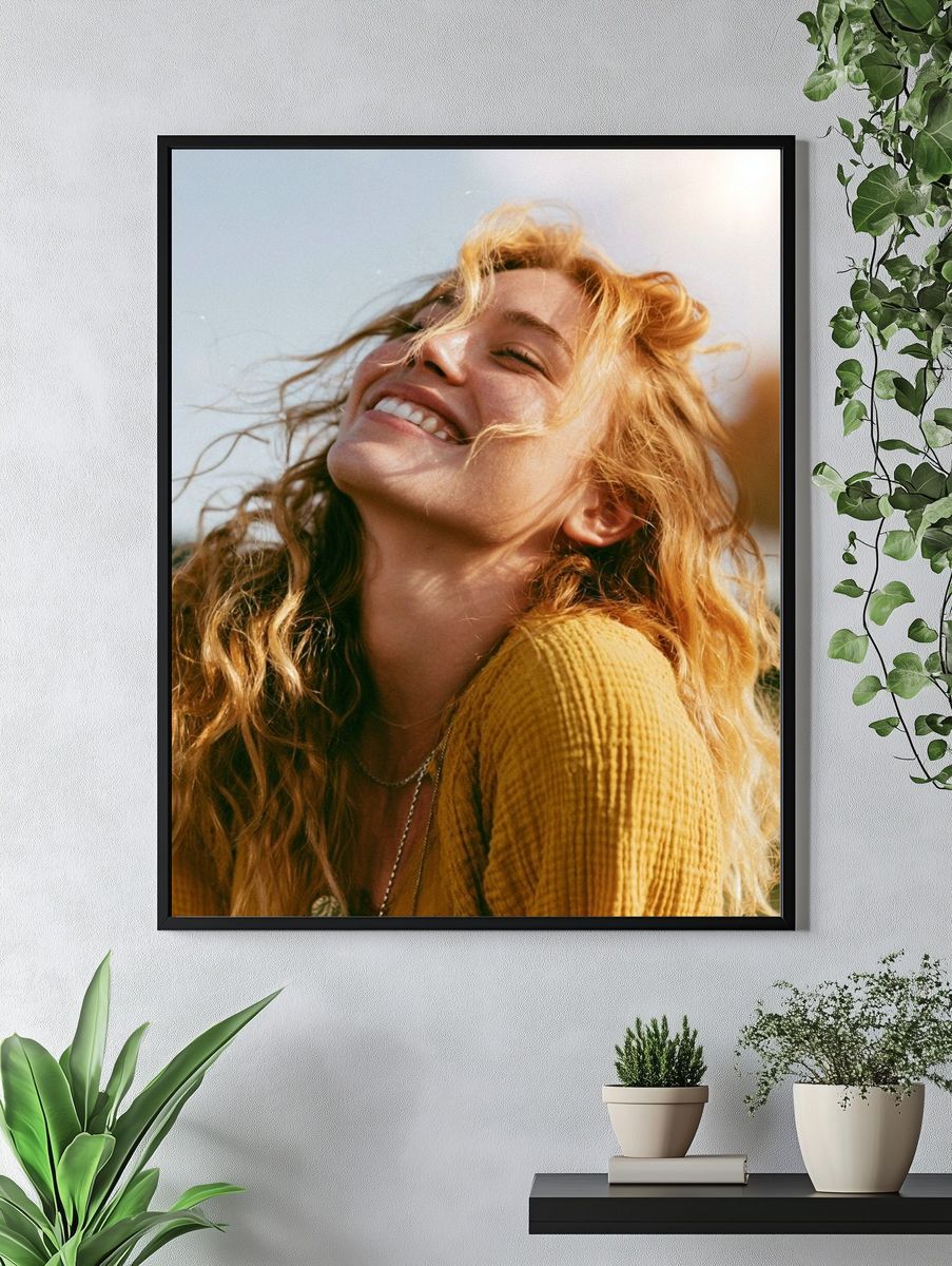Smiling Woman Portrait Photography Poster. — room view 4