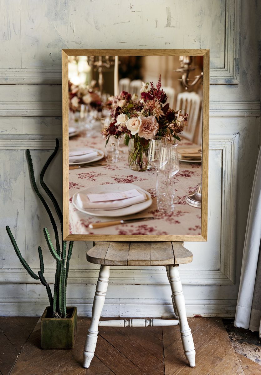 Romantic Floral Tablescape Photography Poster. room preview