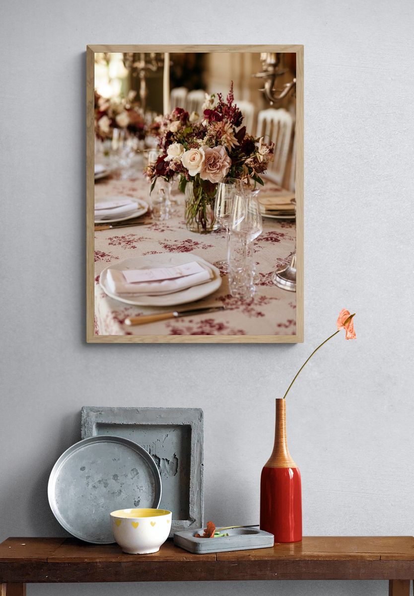 Romantic Floral Tablescape Photography Poster. — room view 3