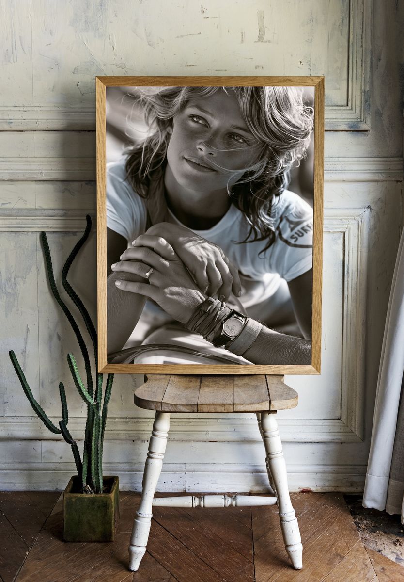 Black-and-White Surfer Portrait Print. room preview