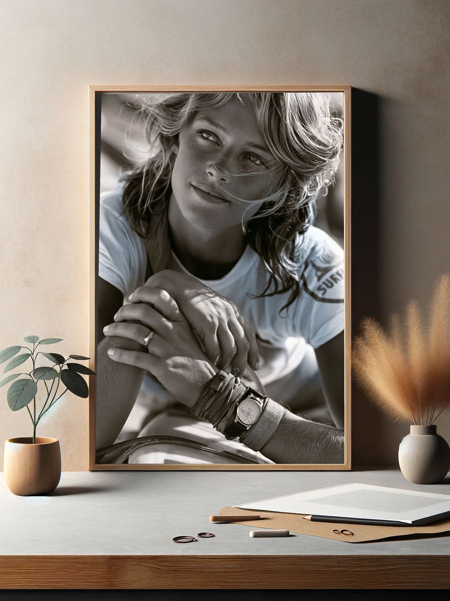 Black-and-White Surfer Portrait Print. — room view 2