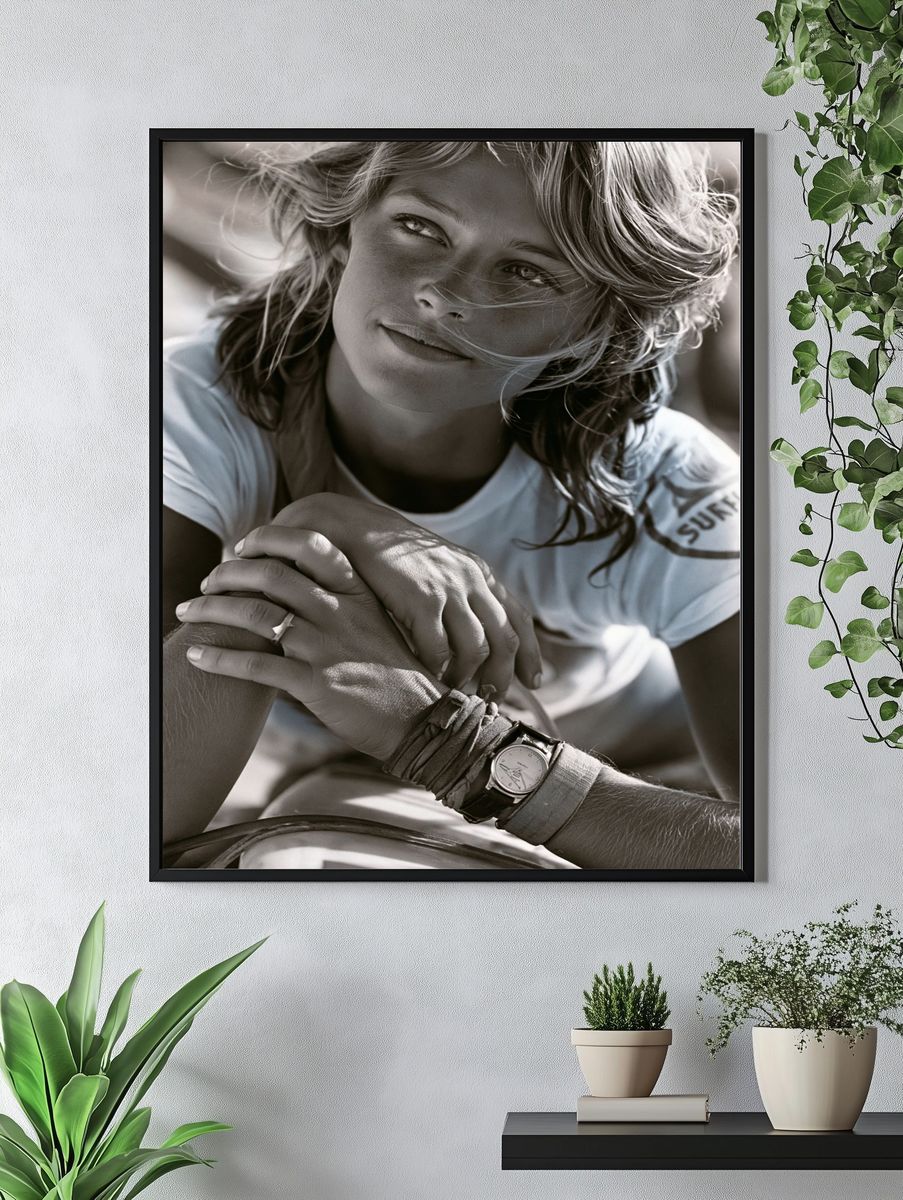 Black-and-White Surfer Portrait Print. — room view 4