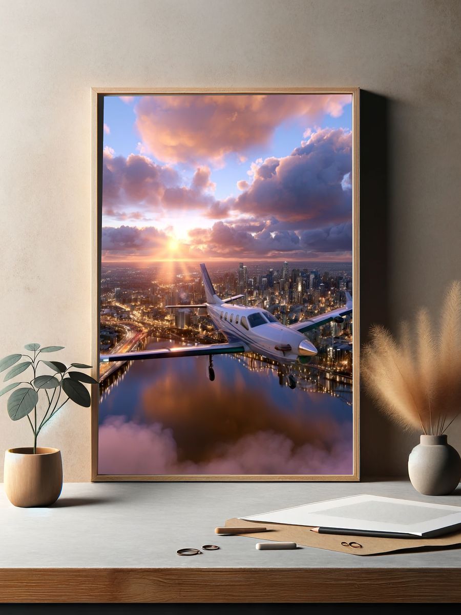Sunset City Flight Photography Poster. — room view 2