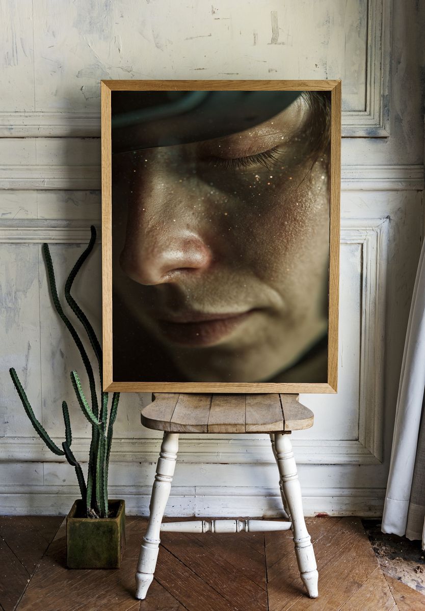 Dreamy Cosmic Portrait Print. — room view 1