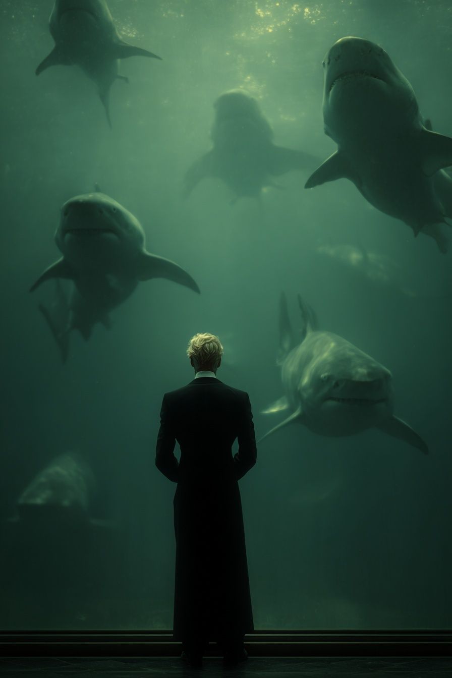 Shark Aquarium Silhouette Poster. poster — photography art