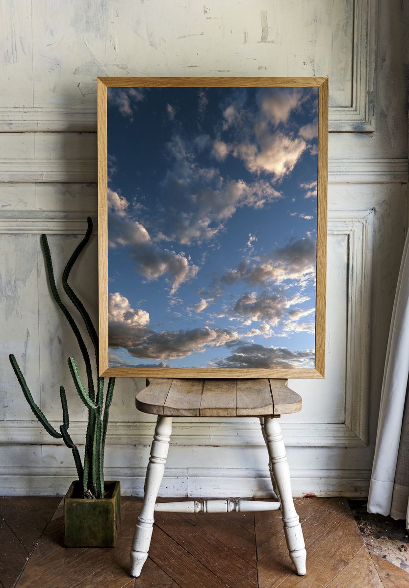 Cloudy Blue Sky Photography Poster. room preview