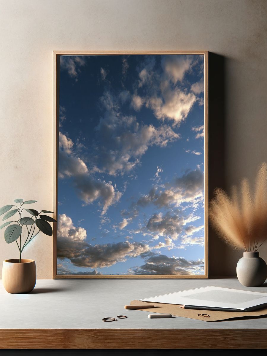Cloudy Blue Sky Photography Poster. — room view 2
