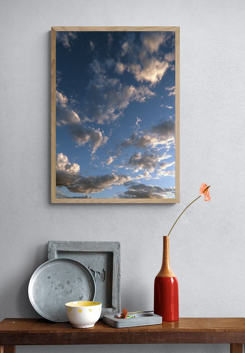 Cloudy Blue Sky Photography Poster. — room view 3