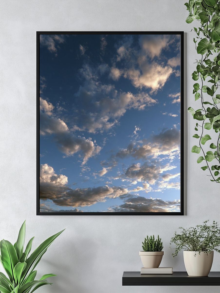 Cloudy Blue Sky Photography Poster. — room view 4