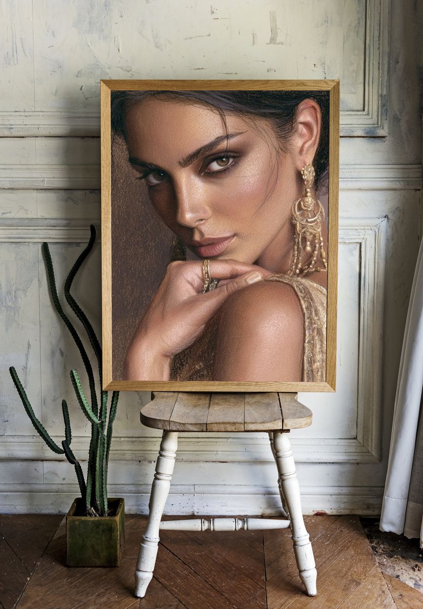 Elegant Woman Portrait Print. — room view 1
