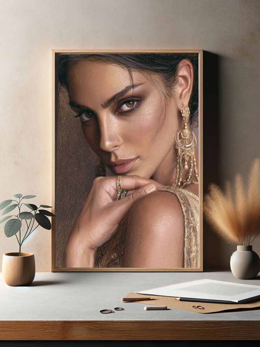 Elegant Woman Portrait Print. — room view 2
