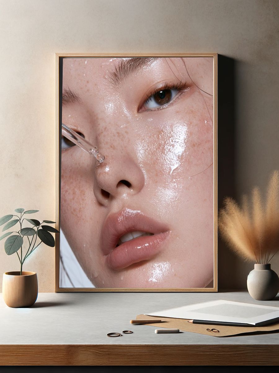 Glossy Freckled Portrait Poster. — room view 2