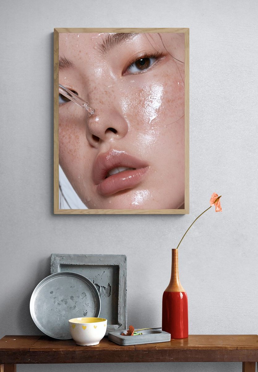 Glossy Freckled Portrait Poster. — room view 3