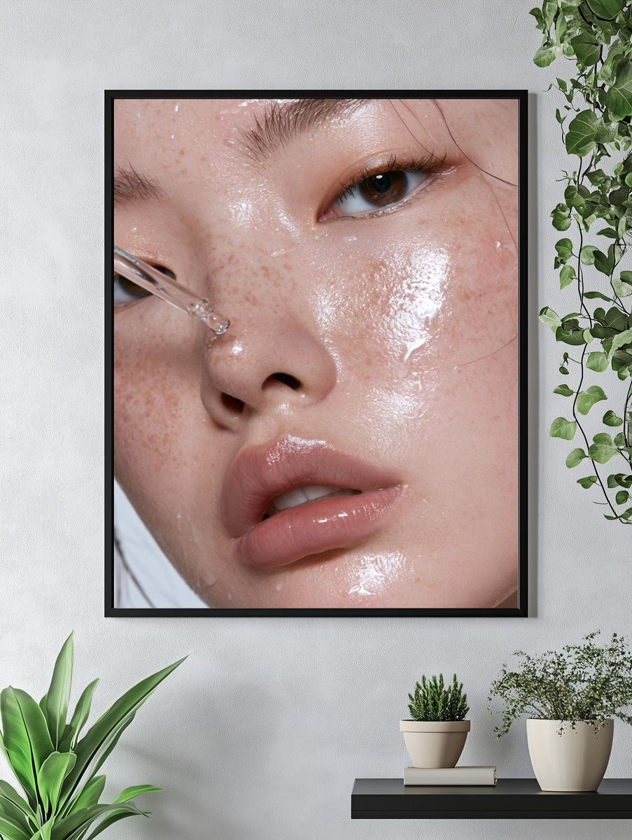 Glossy Freckled Portrait Poster. — room view 4