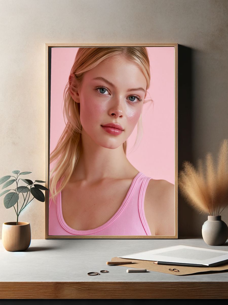 Pink Portrait Photography Poster. — room view 2