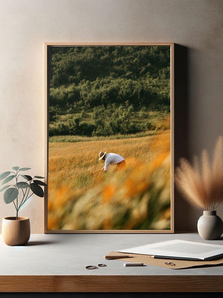 Harvest Field Worker Photography Poster. — room view 2