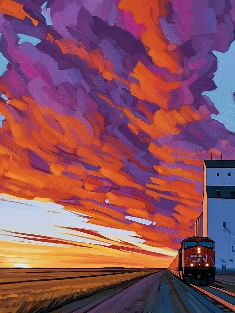 Sunset Freight Train Photography Poster. poster detail