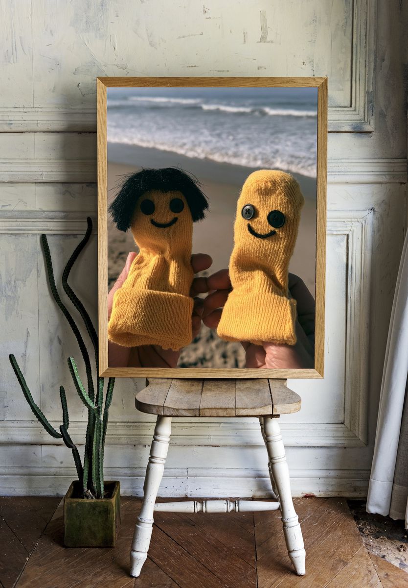 Beach Sock Puppets Photography Poster. — room view 1