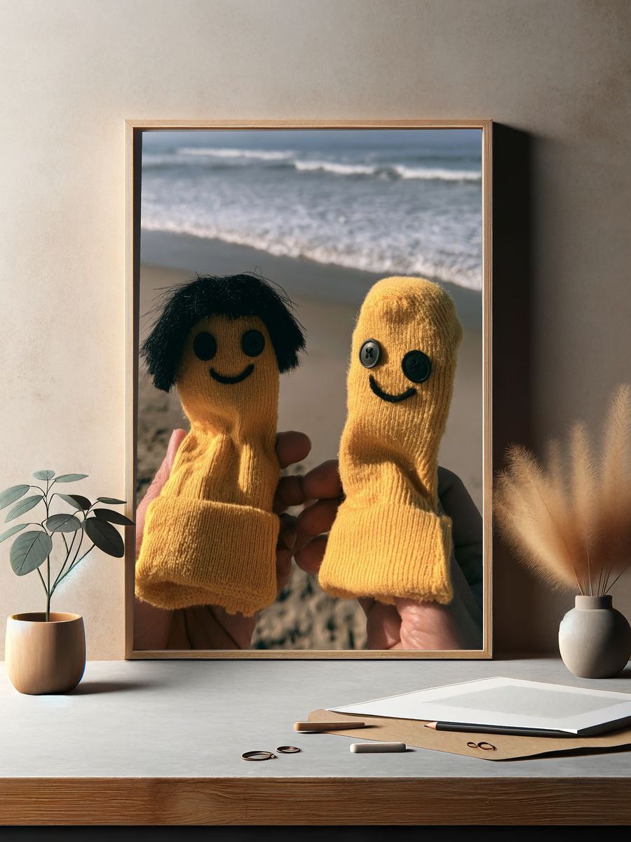 Beach Sock Puppets Photography Poster. — room view 2