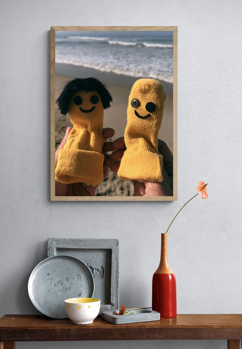 Beach Sock Puppets Photography Poster. — room view 3