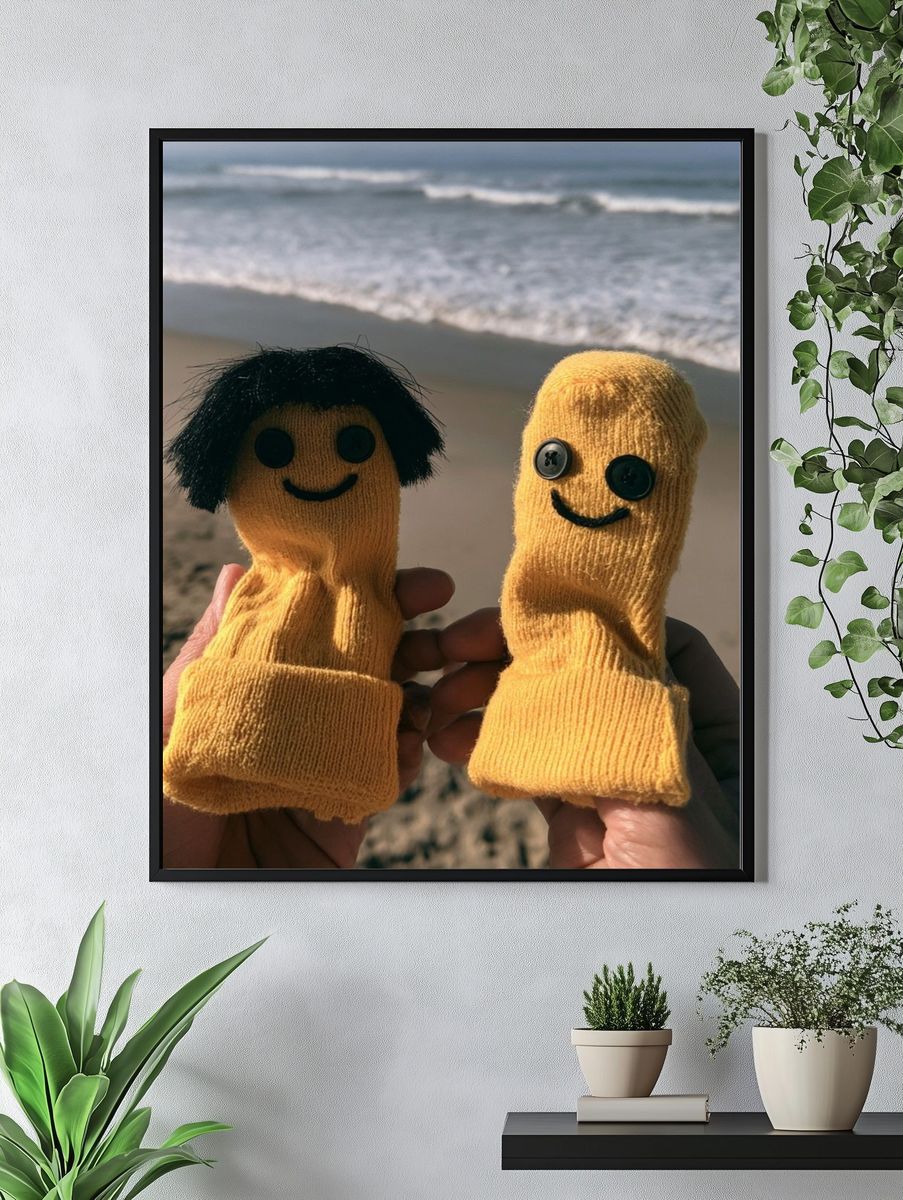 Beach Sock Puppets Photography Poster. — room view 4