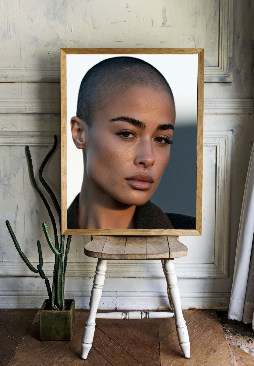 Shaved Head Portrait Photography Poster. room preview
