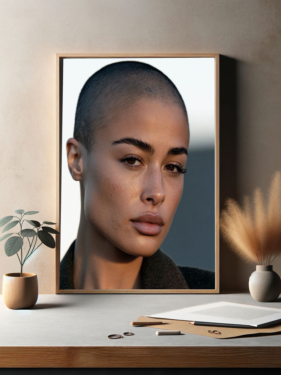 Shaved Head Portrait Photography Poster. — room view 2