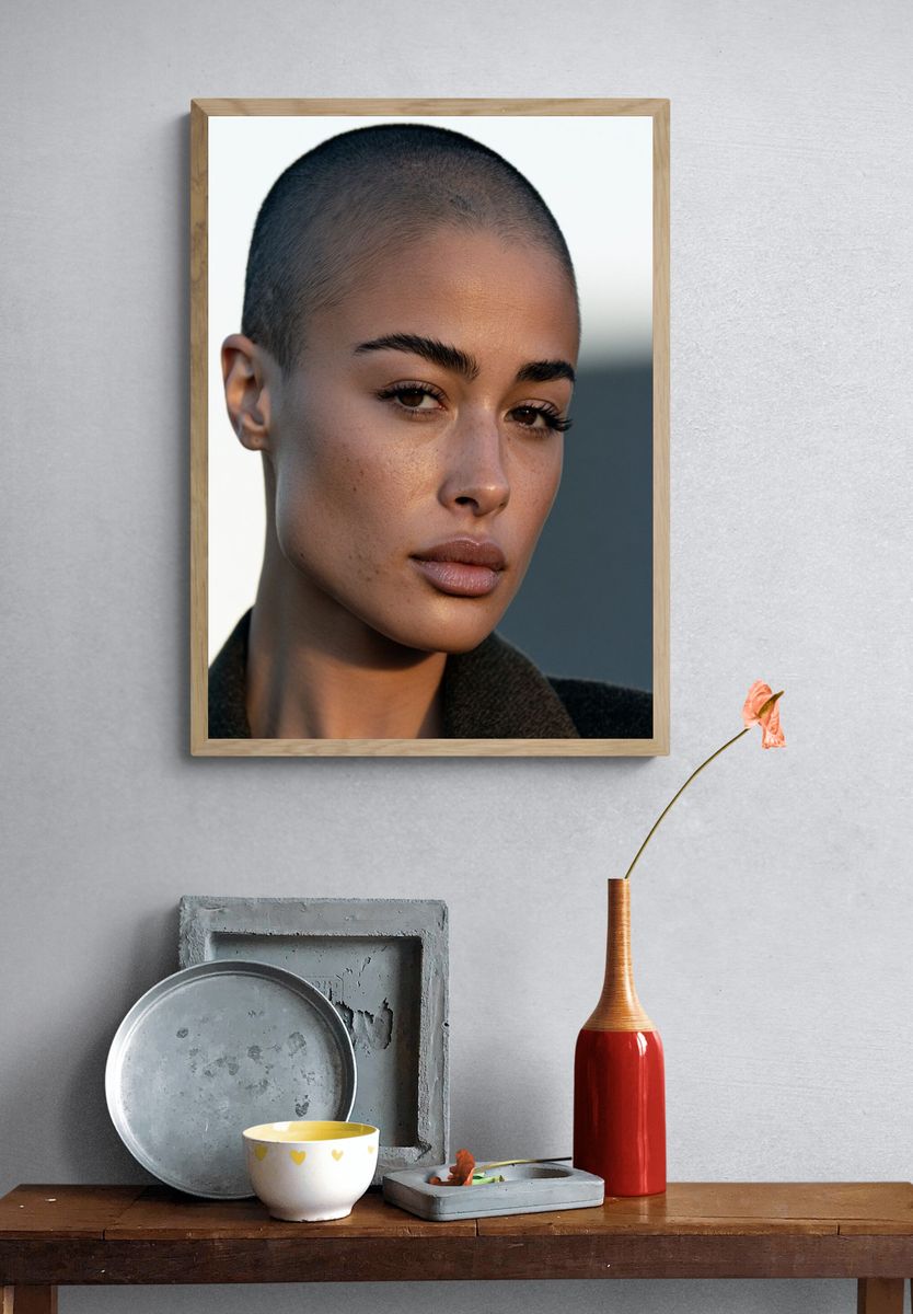Shaved Head Portrait Photography Poster. — room view 3