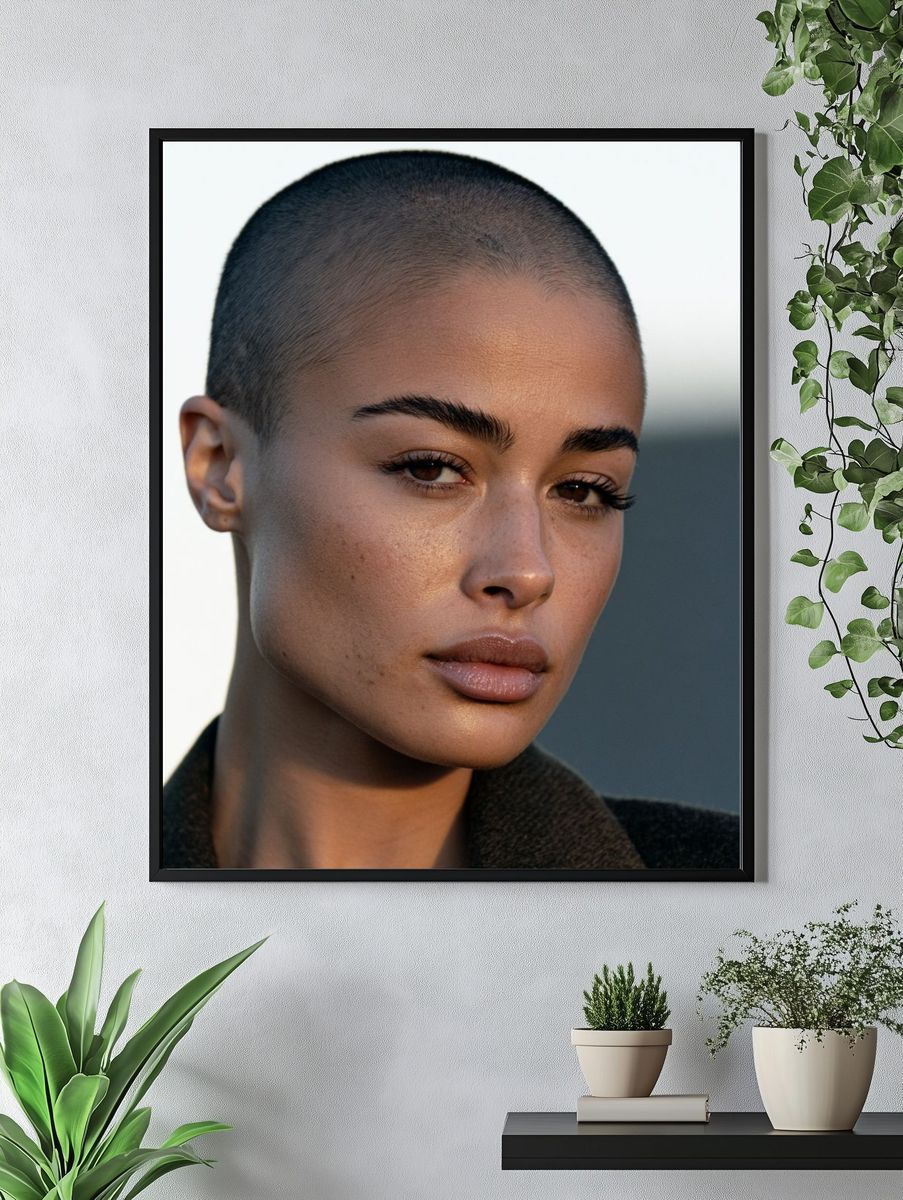 Shaved Head Portrait Photography Poster. — room view 4