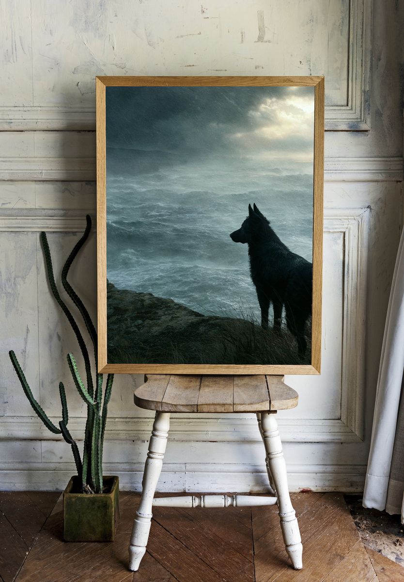 Stormy Coast Dog Photography Poster. — room view 1