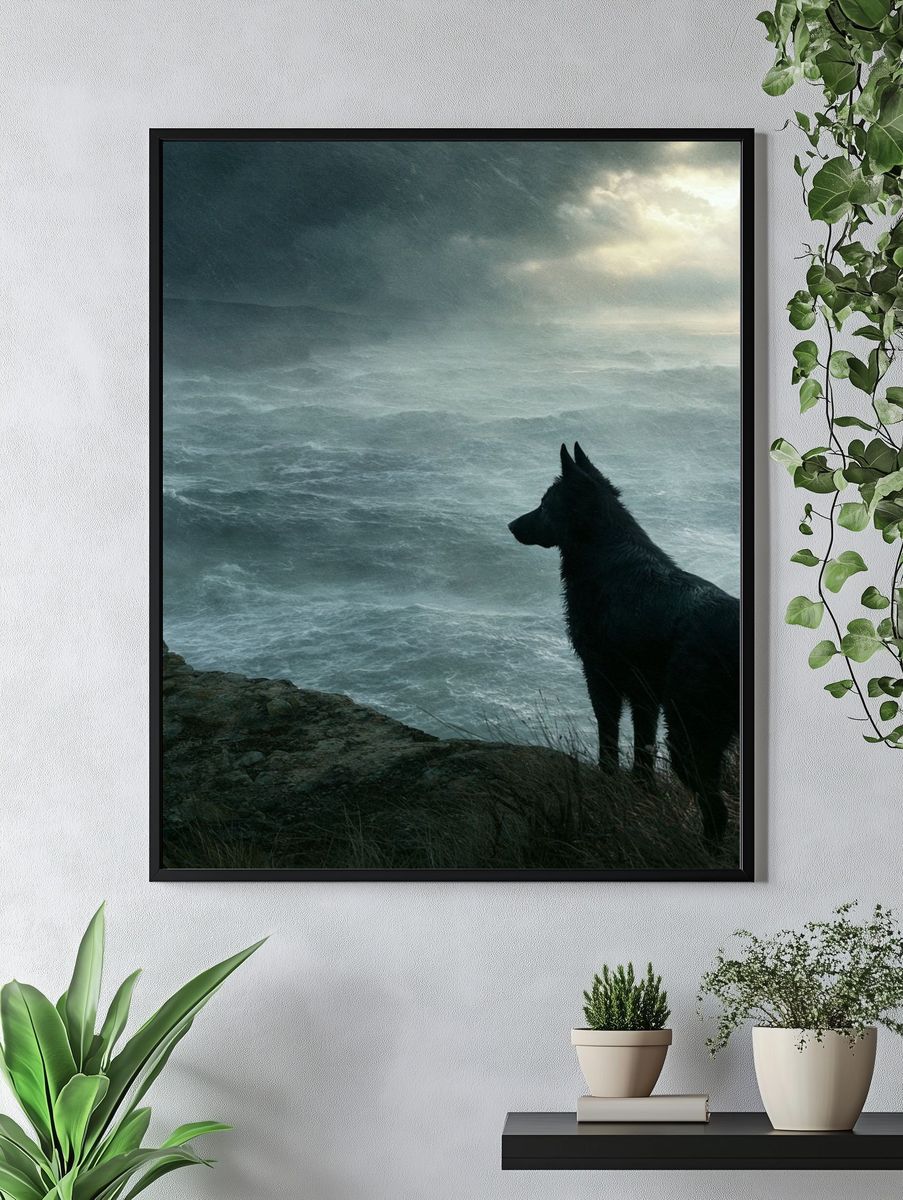 Stormy Coast Dog Photography Poster. — room view 4