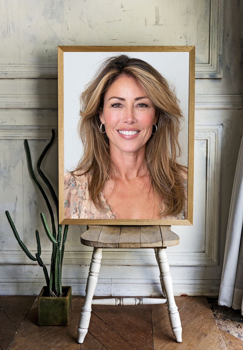 Smiling Woman Portrait Photography Poster. — room view 1