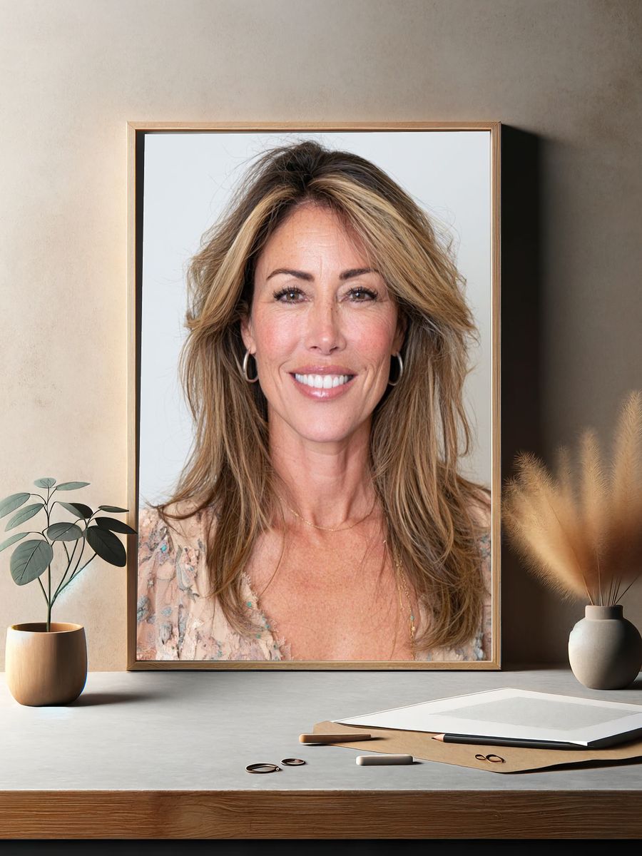 Smiling Woman Portrait Photography Poster. — room view 2