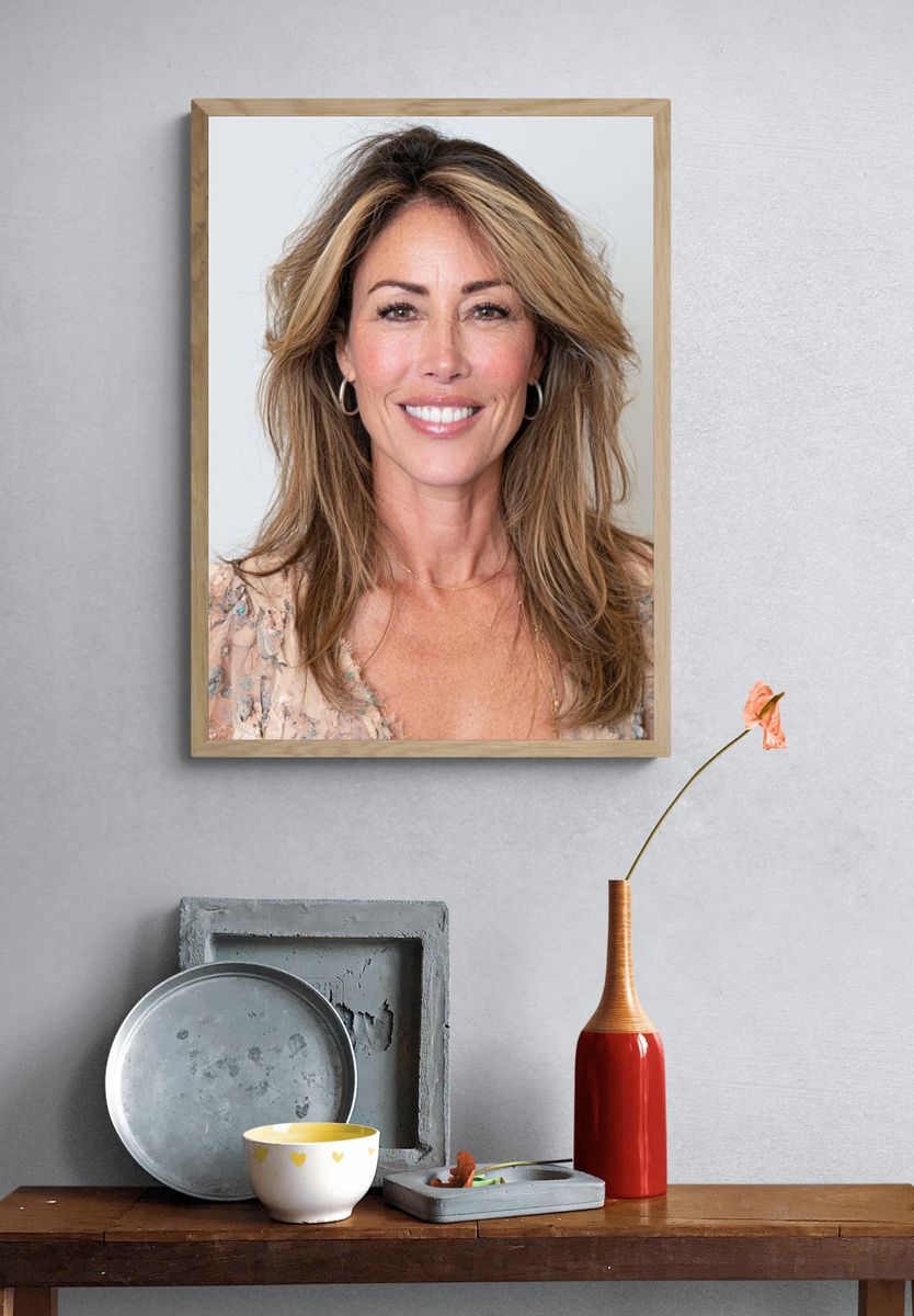Smiling Woman Portrait Photography Poster. — room view 3
