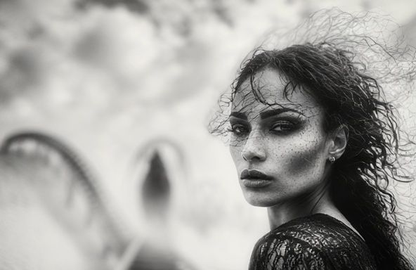 Moody Woman Portrait Black-White Poster. poster detail
