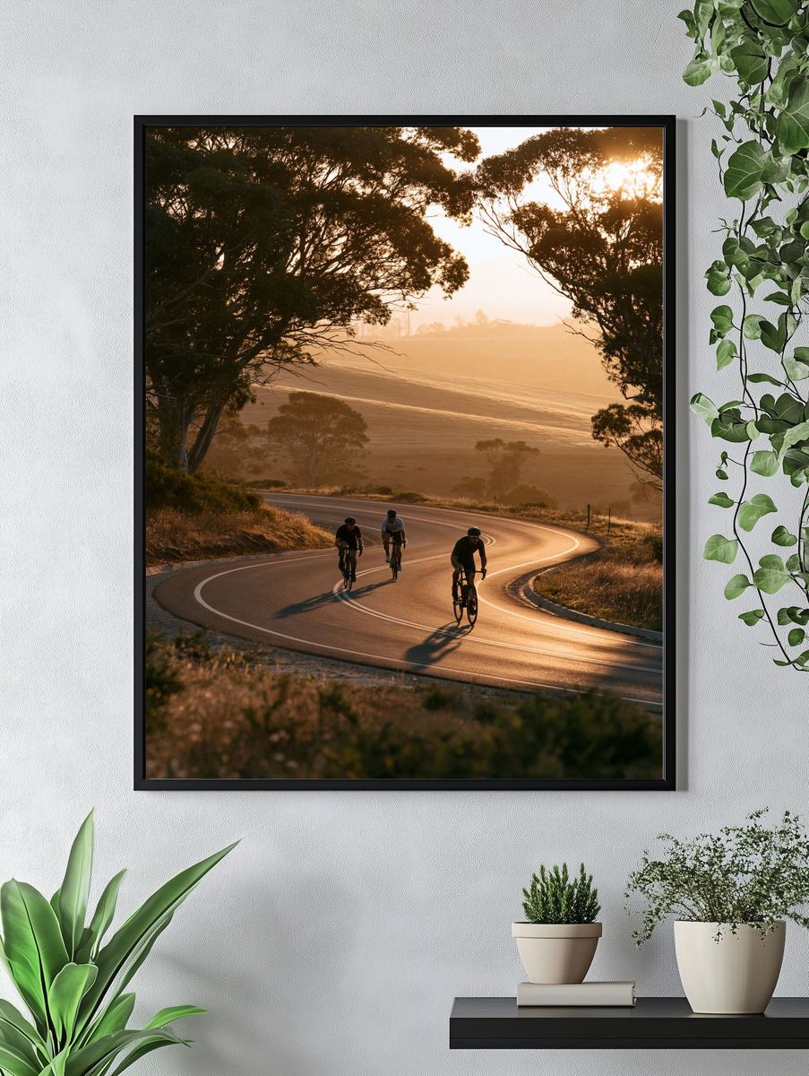 Sunset Cyclists Road Photography Poster. — room view 4