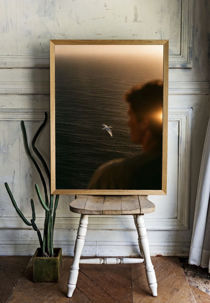 Seaside Silhouette at Sunset Poster. — room view 1
