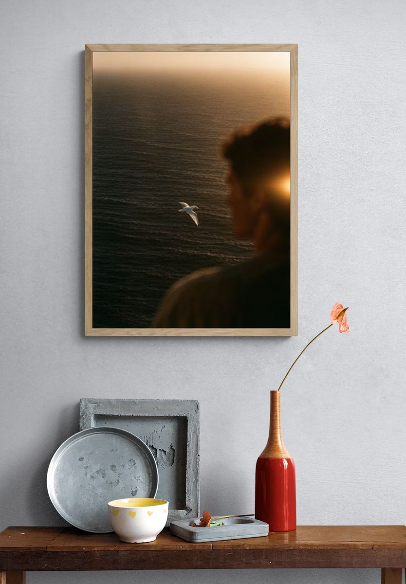 Seaside Silhouette at Sunset Poster. — room view 3