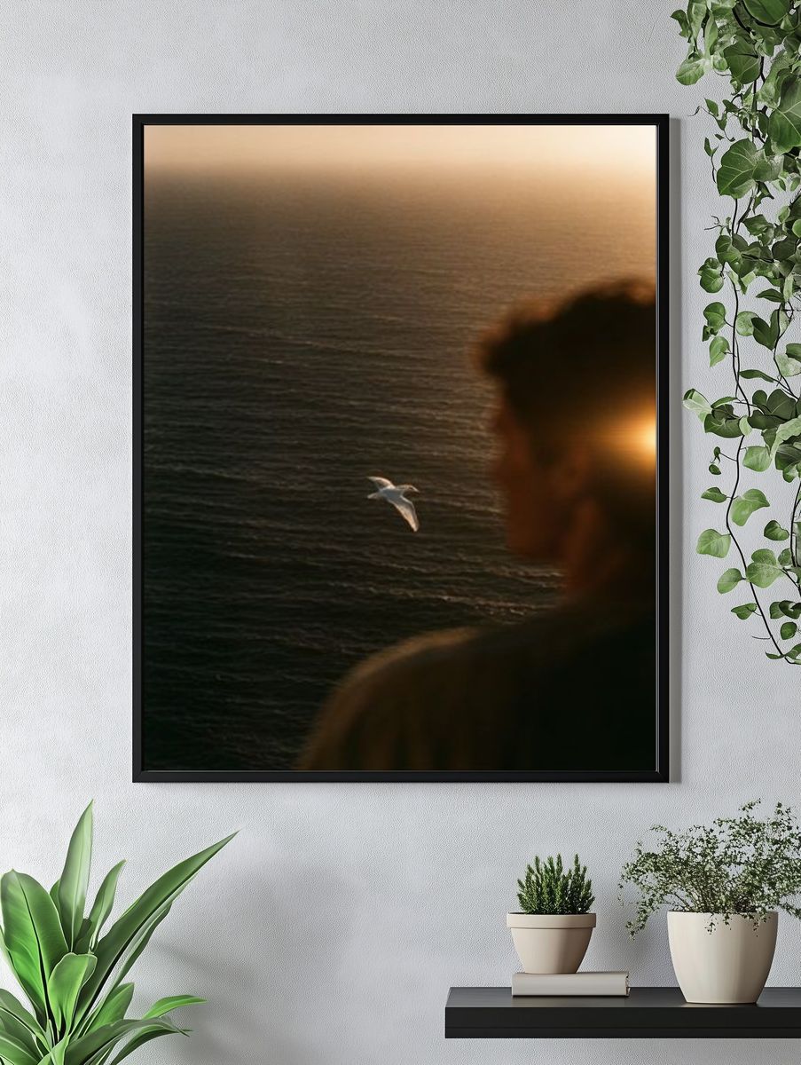 Seaside Silhouette at Sunset Poster. — room view 4