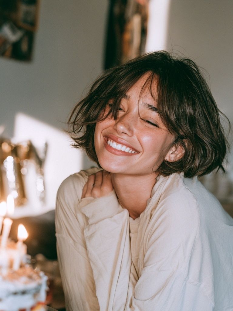 Smiling Woman Portrait Photography Poster. poster detail