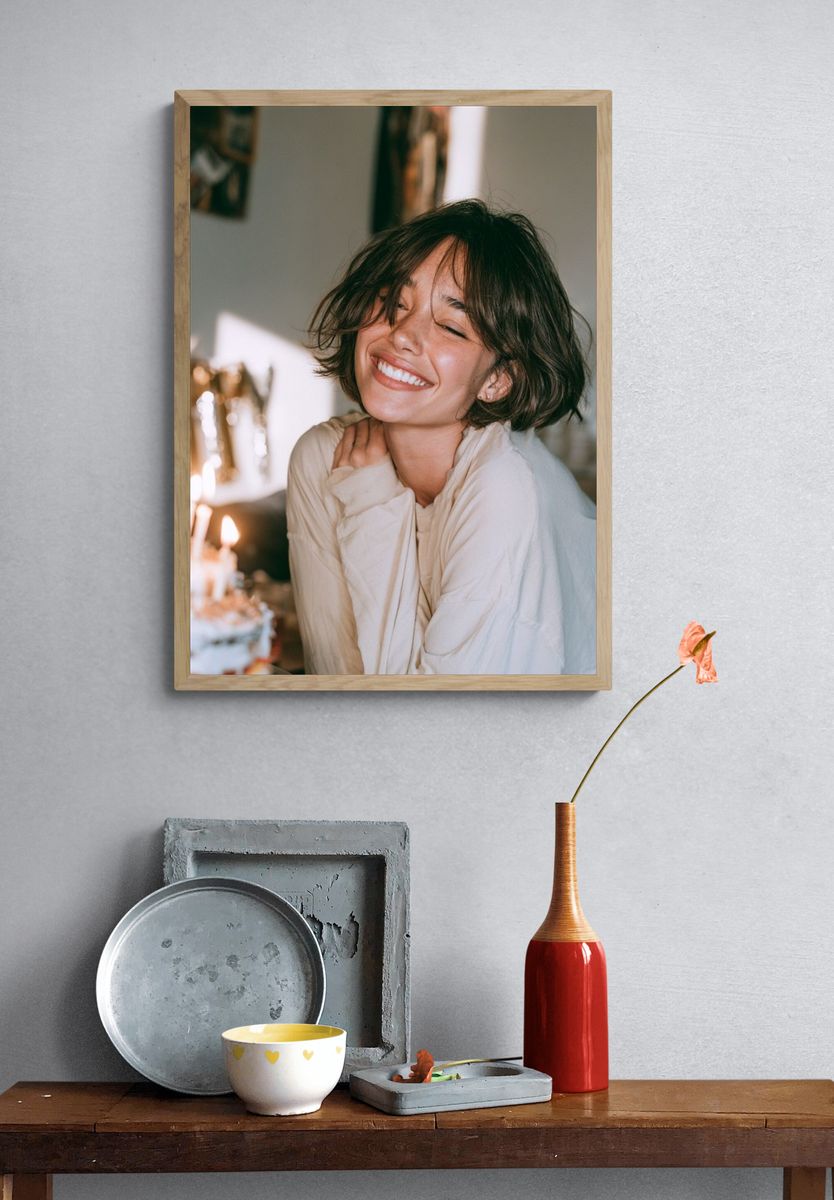 Smiling Woman Portrait Photography Poster. — room view 3